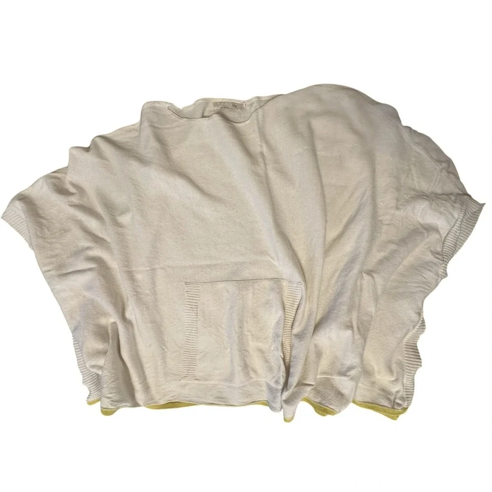 Prana Cream Sweater Poncho OS Cashmere Blend Kangaroo Pocket Slouchy Spring